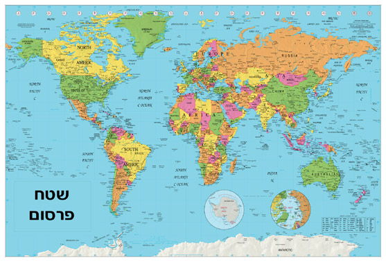 מפת עולם מדינית דגם  מרקו פולו